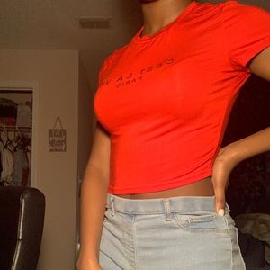 fitted red crop top
